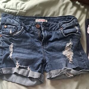 Refuge Blue Distressed Denim Shorts